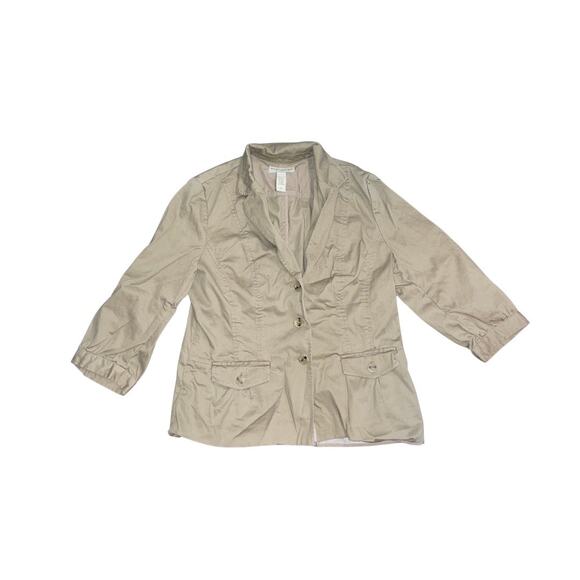 Banana Republic Jacket Blazer Stretch Tan Sport Coat Women's Size 14 - Picture 1 of 3